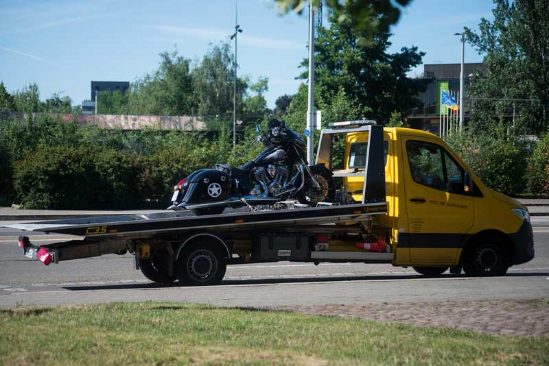 Motorcycle towing with proper equipment